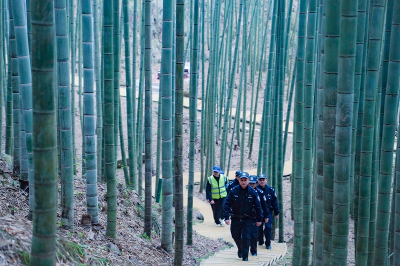 達(dá)州“巴山生態(tài)義警隊”在大竹縣五峰山森林公園巡邏.jpg